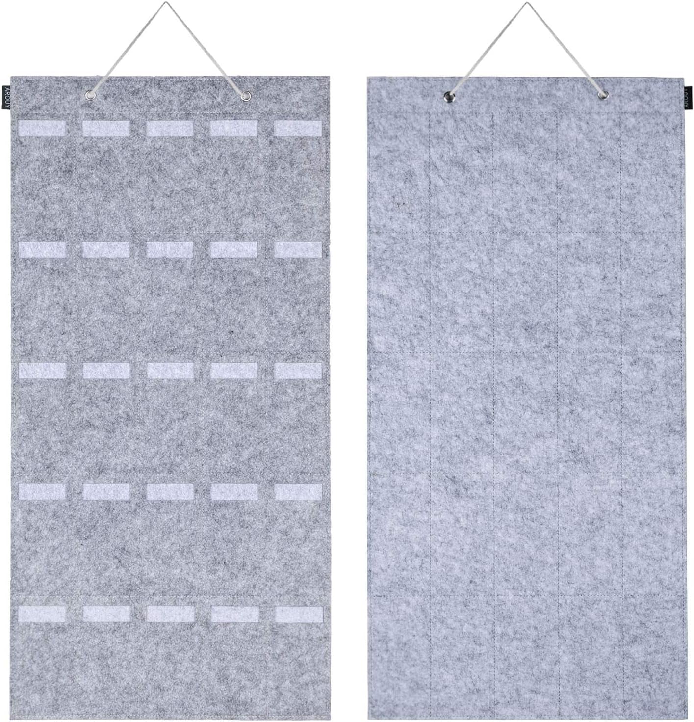 Sunglasses Organizer Storage, Hanging Wall Pocket Glasses Organizer - 25 Felt Slots Sunglass Organizer Holder Eyeglass Display with Sturdy Rope (Gray, Large)