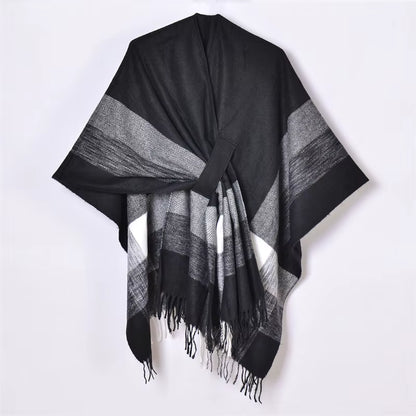 Women'S Elegant Shawl Wraps Soft Open Front Poncho Cape for Autumn Winter Solid Color Tassel Scarf Shawls Cloak Bufanda Pashmina
