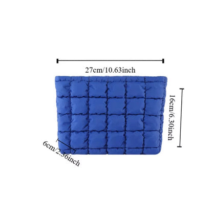 Elegant Puffy Quilted Padded Makeup Bag Zipper Handbag Cotton Clutch Bag Storage Bag Solid Color Cosmetic Bag Lady