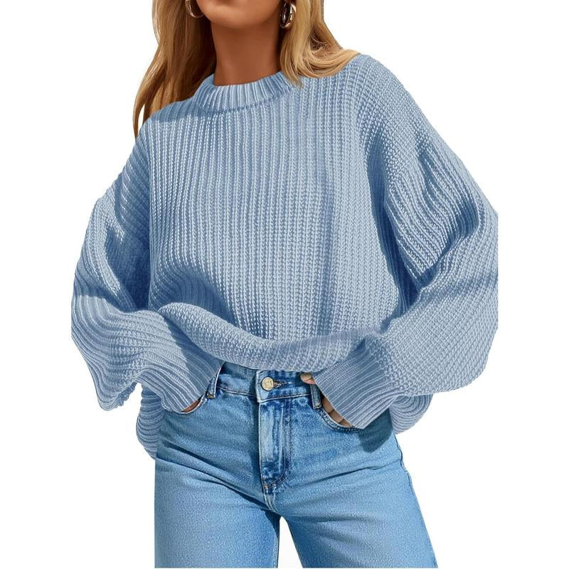 Imily Bela Edit Womens 2025 Fall Chunky Ribbed Knit Sweater Oversized Crewneck Long Sleeve Pullover