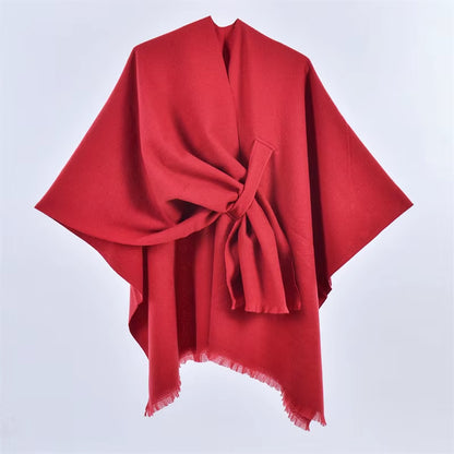 Women'S Elegant Shawl Wraps Soft Open Front Poncho Cape for Autumn Winter Solid Color Tassel Scarf Shawls Cloak Bufanda Pashmina