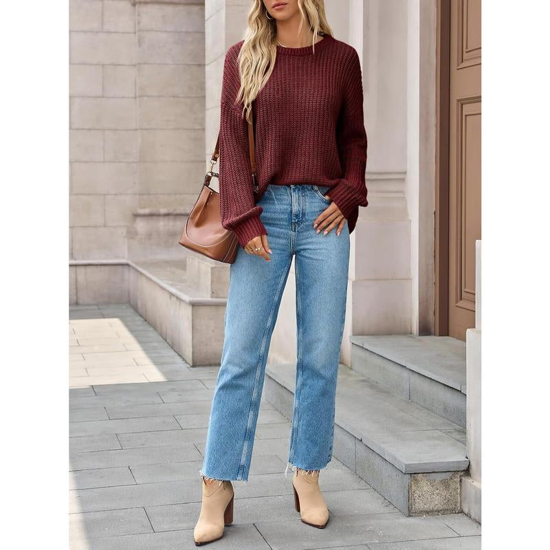 Imily Bela Edit Womens 2025 Fall Chunky Ribbed Knit Sweater Oversized Crewneck Long Sleeve Pullover