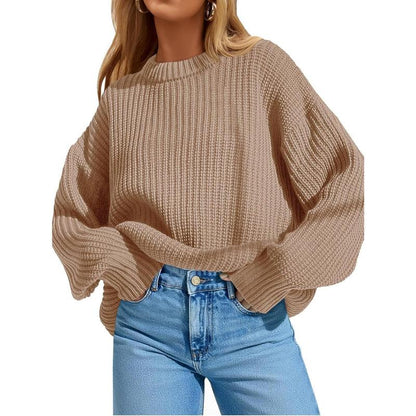 Imily Bela Edit Womens 2025 Fall Chunky Ribbed Knit Sweater Oversized Crewneck Long Sleeve Pullover