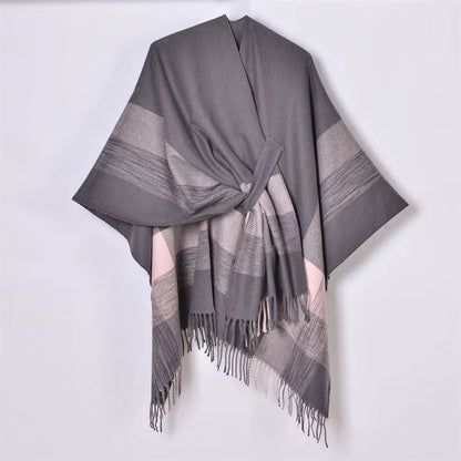 Women'S Elegant Shawl Wraps Soft Open Front Poncho Cape for Autumn Winter Solid Color Tassel Scarf Shawls Cloak Bufanda Pashmina