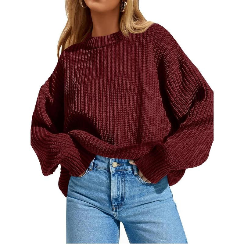 Imily Bela Edit Womens 2025 Fall Chunky Ribbed Knit Sweater Oversized Crewneck Long Sleeve Pullover