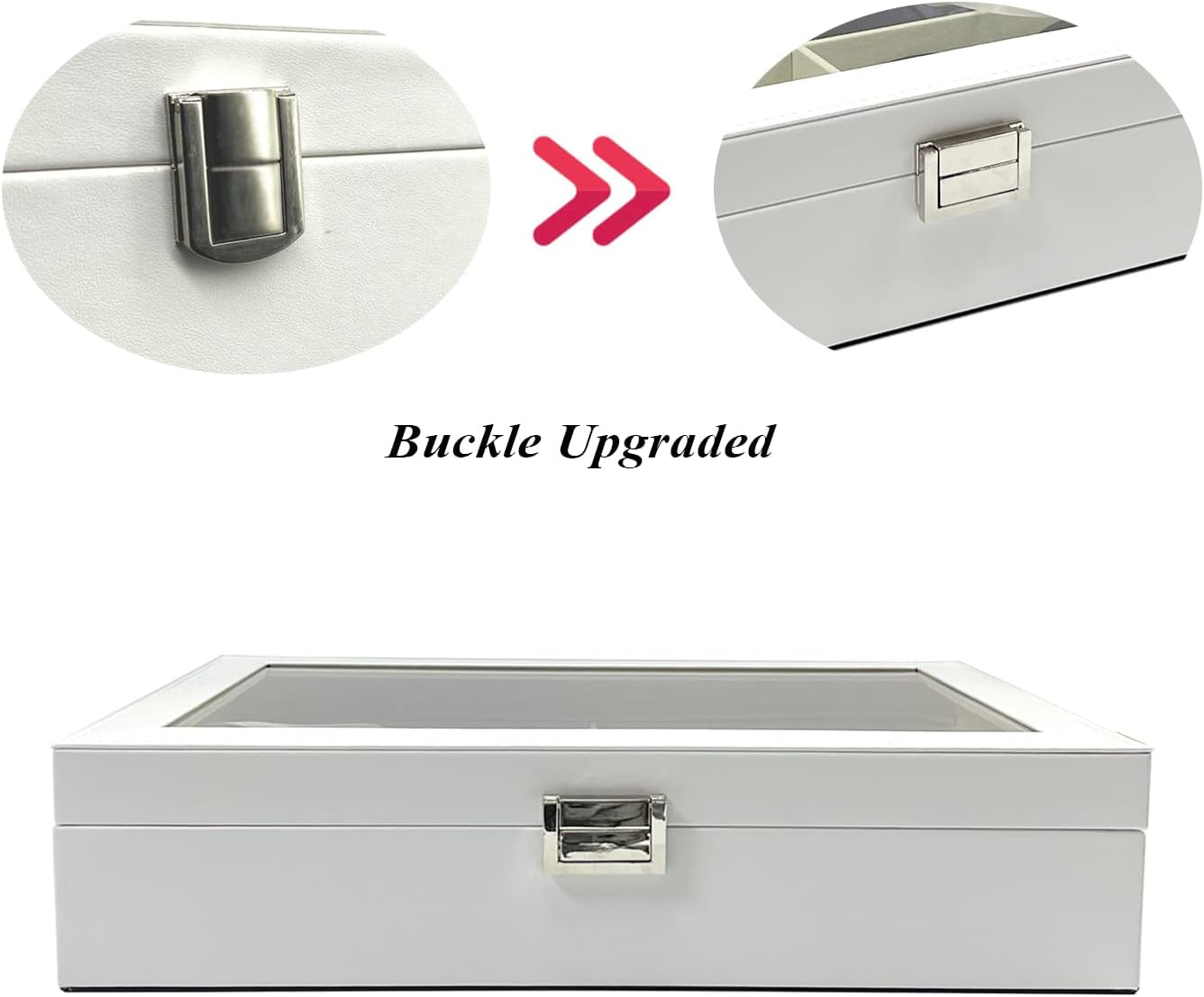 8-Slots Eyeglass Sunglass Glasses Organizer Collector - Faux Leather Storage Case Box for Men Women'S Glasses, White