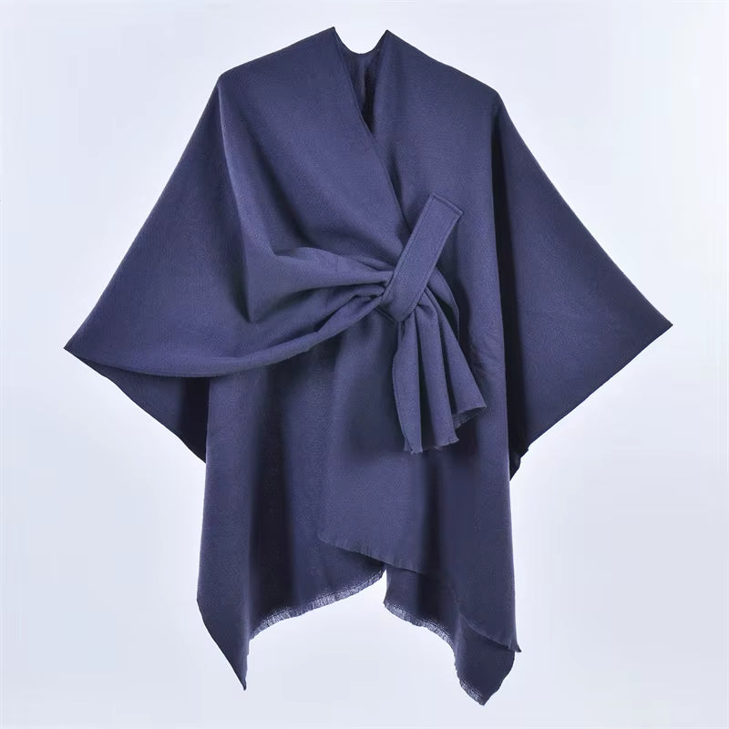 Women'S Elegant Shawl Wraps Soft Open Front Poncho Cape for Autumn Winter Solid Color Tassel Scarf Shawls Cloak Bufanda Pashmina