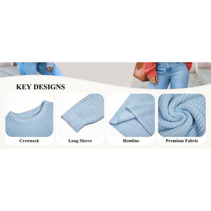 Imily Bela Edit Womens 2025 Fall Chunky Ribbed Knit Sweater Oversized Crewneck Long Sleeve Pullover