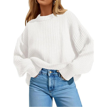Imily Bela Edit Womens 2025 Fall Chunky Ribbed Knit Sweater Oversized Crewneck Long Sleeve Pullover